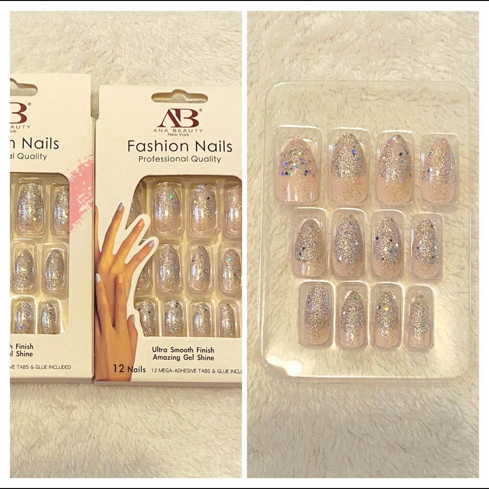💋3/$15 🤩 🆕Glitter Tip Almond Light Pink: Ready to Apply